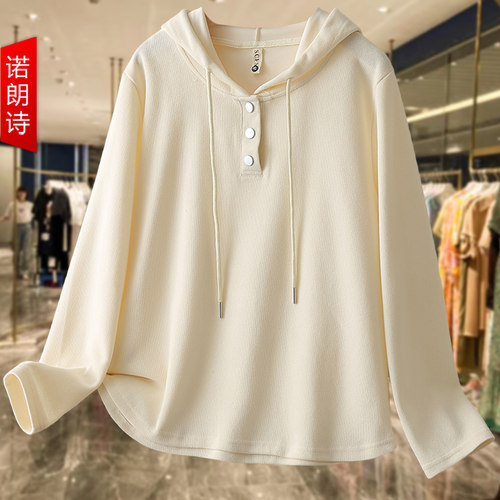 大码女装时尚洋气减龄连帽卫衣秋