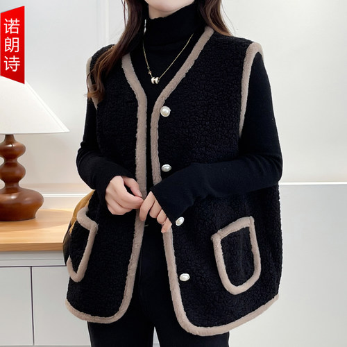 大码时尚洋气高级感加绒马甲外套