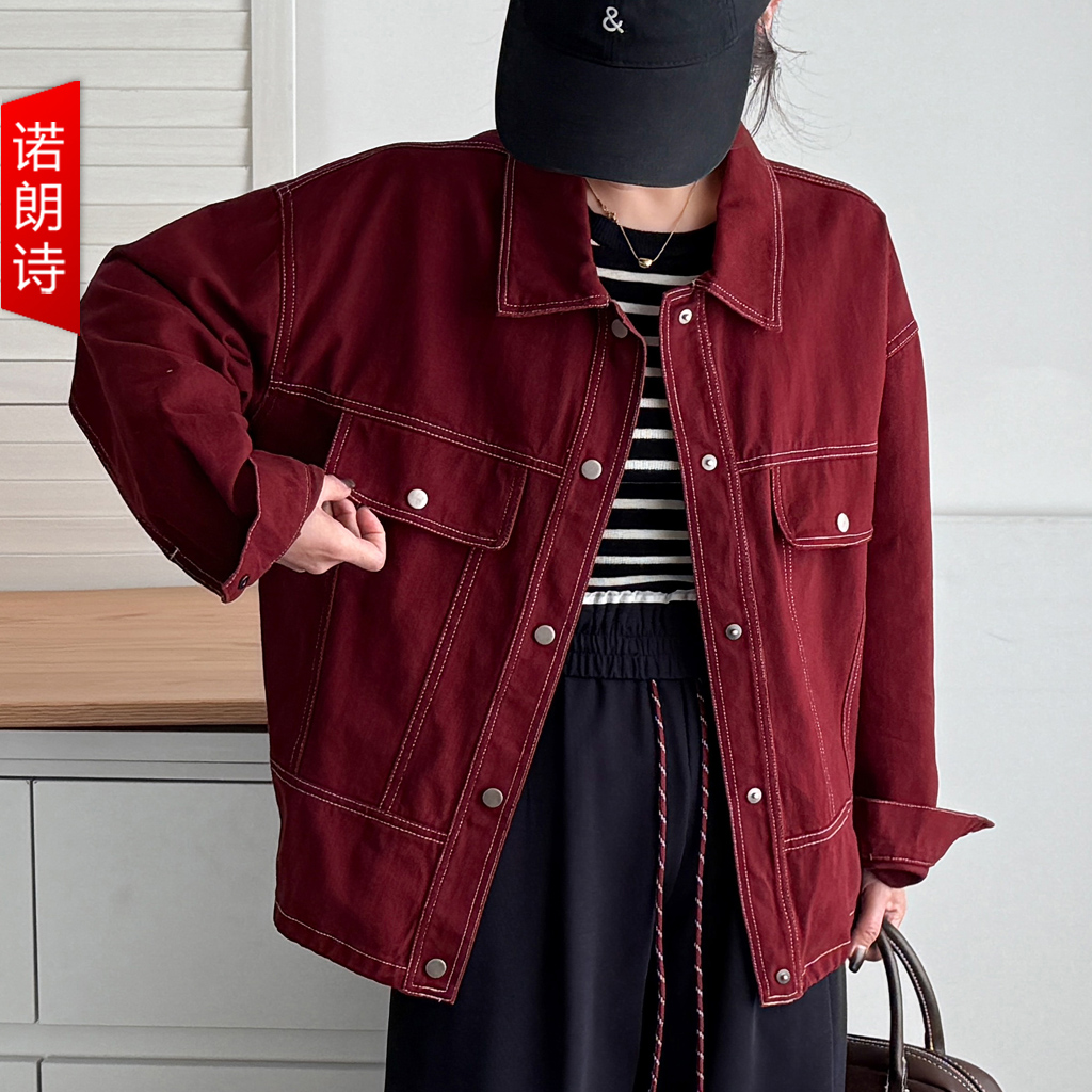 大码别致设计感工装外套女装夹克