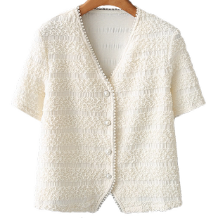 胖mm夏季钉珠小香风短袖衬衫大码女装2025新款夏装法式别致上衣韩