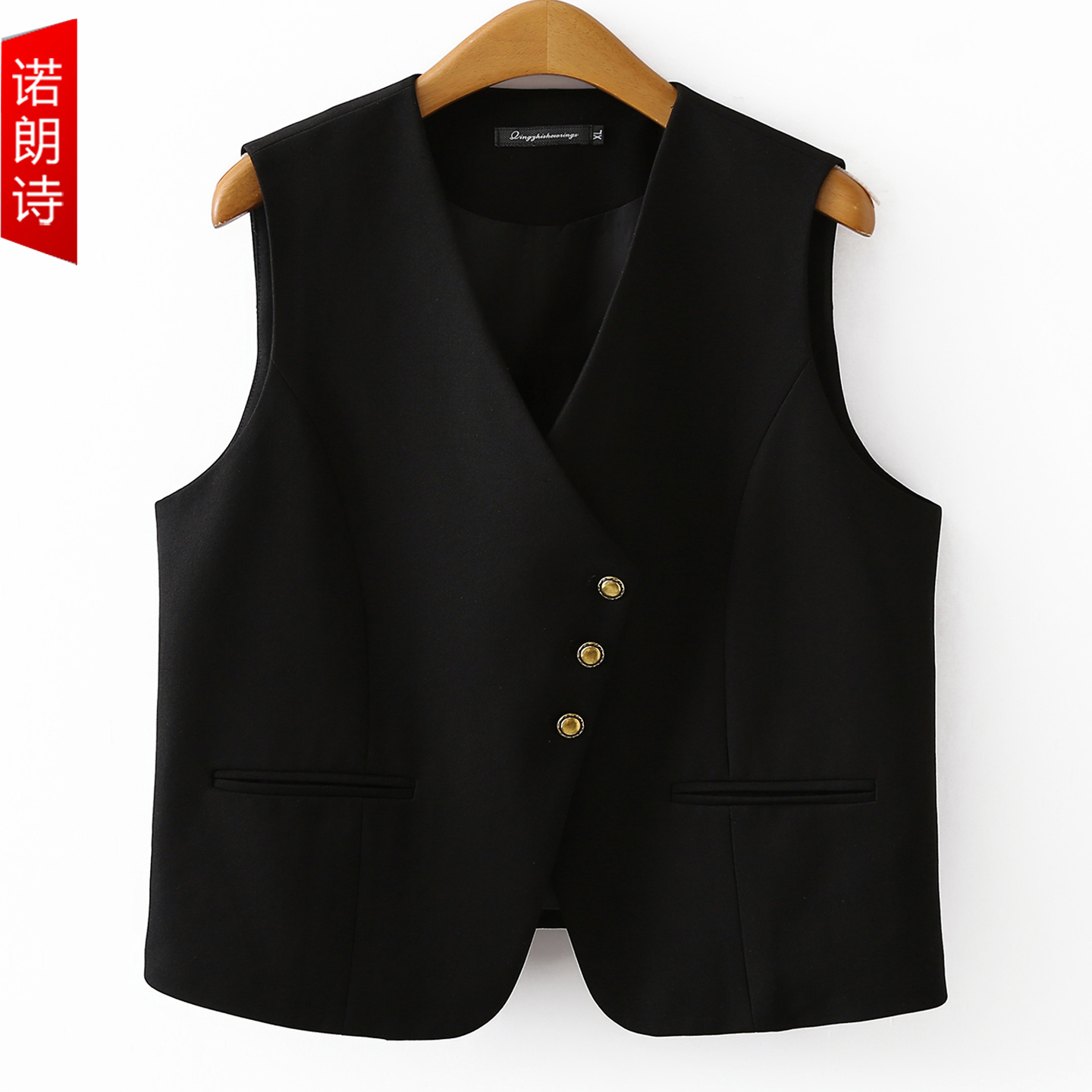 大码设计感气质英伦风西装马甲女