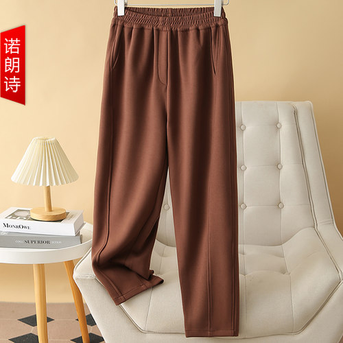 大码空气棉松紧腰九分休闲裤秋