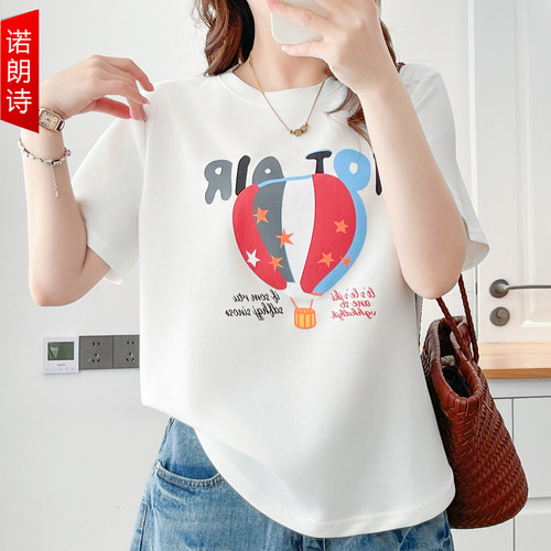 大码女装夏季印花减龄短袖T恤女