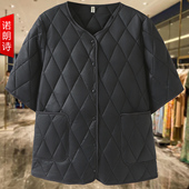 妈妈装 棉服冬 夹棉内胆女士外穿短袖 护肩半袖 棉衣200斤加肥加大码