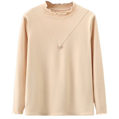 德绒装饰品花边领打底衫通勤韩版