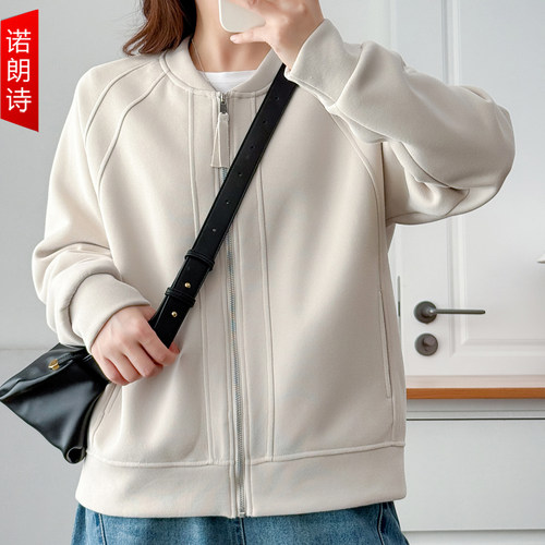 大码圆领简约百搭卫衣外套棒球服