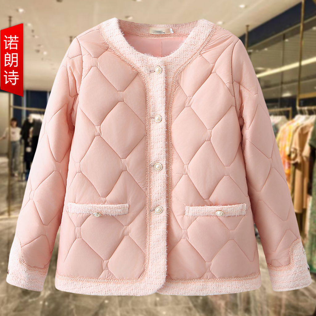 大码女装菱格小香风棉服外套秋冬