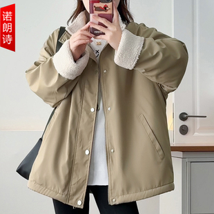 大码 冬 百搭立领派克服外套加绒加厚保暖棉衣胖mm洋气减龄遮肉工装