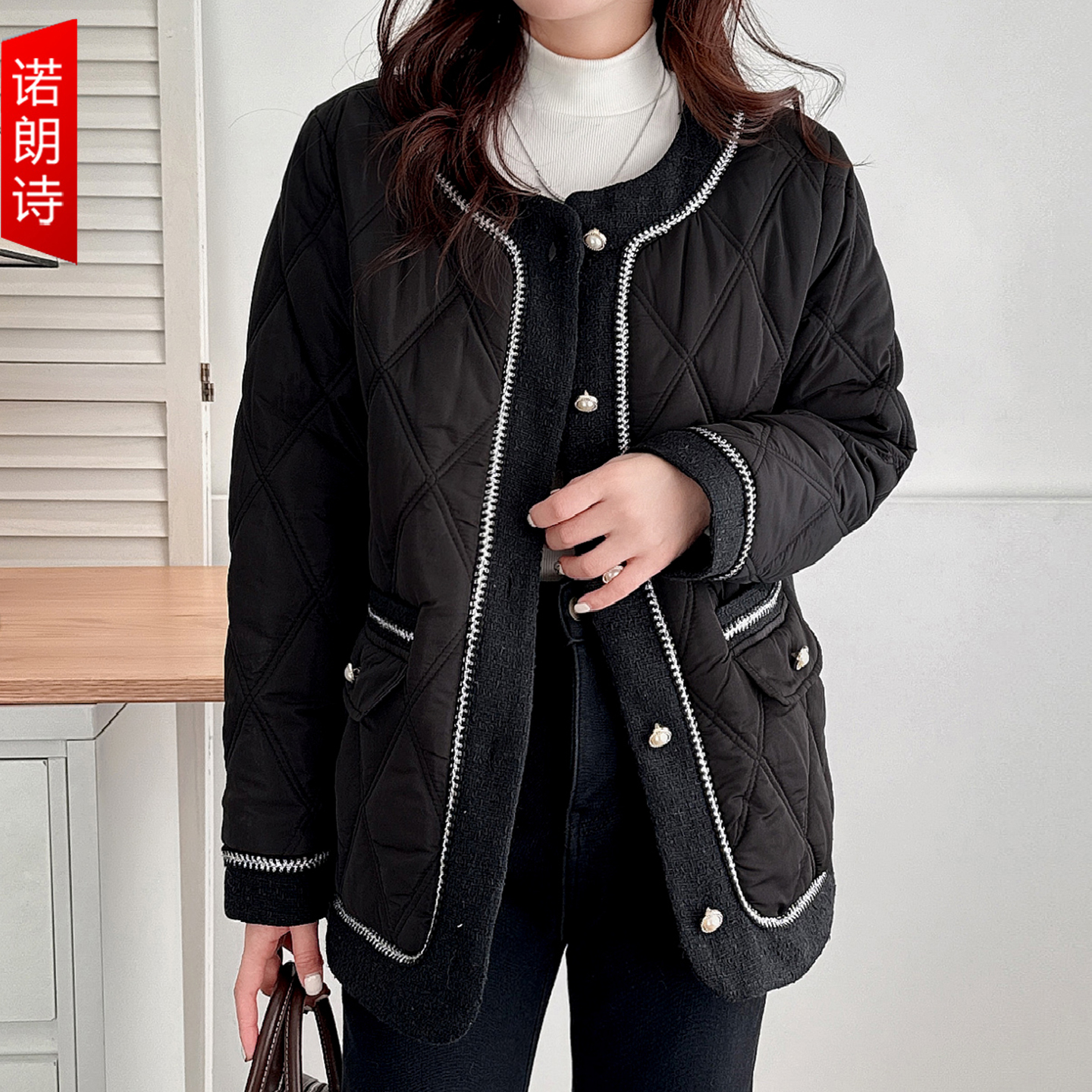 胖mm冬季时尚小香风棉衣保暖外套