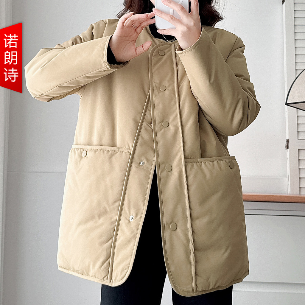 大码夹棉棉服外套简约保暖