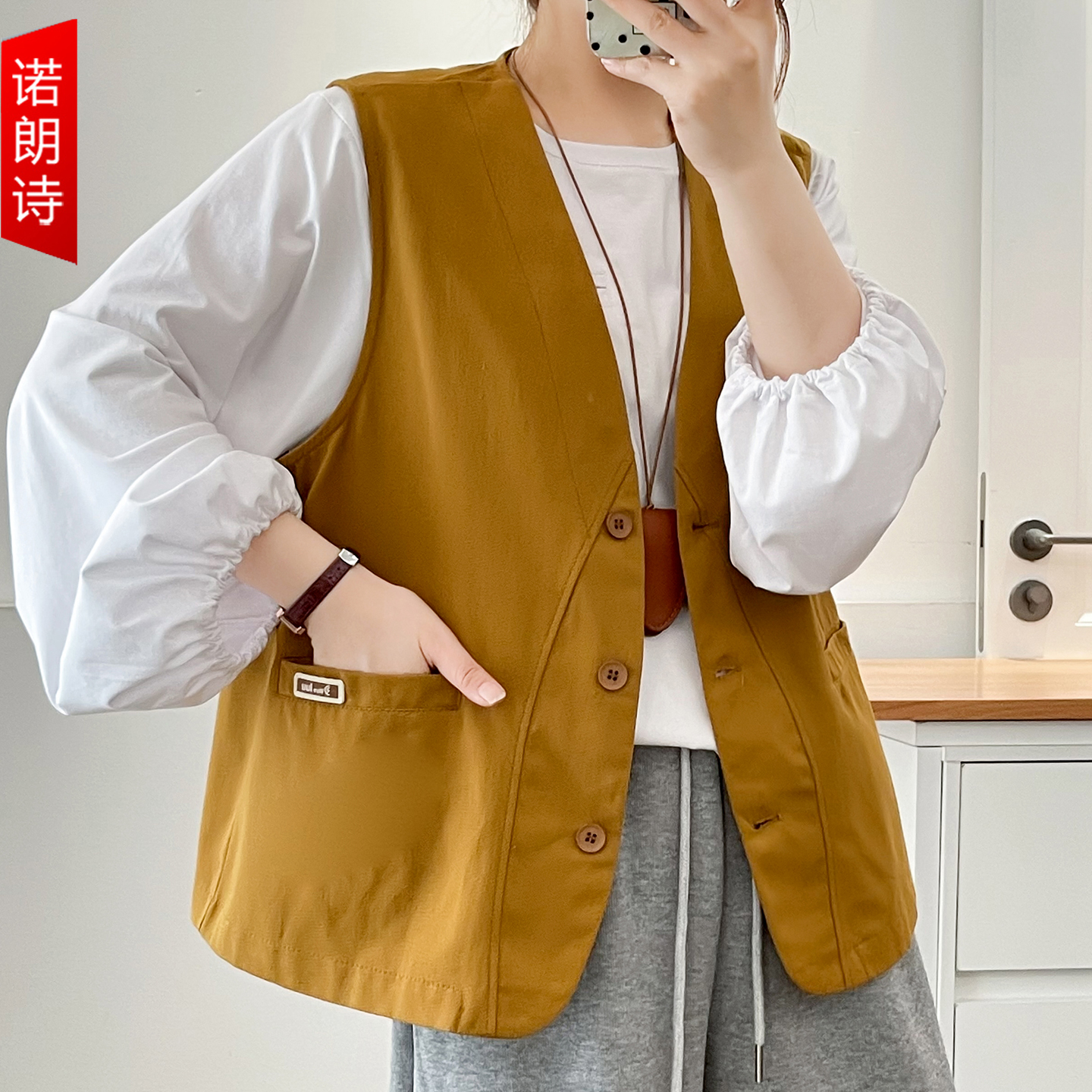 大码女装时尚工装马甲无袖外套女