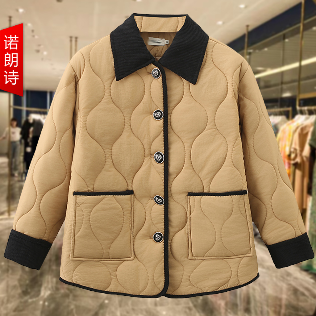 绗棉的棉衣领子香色通勤韩版大码