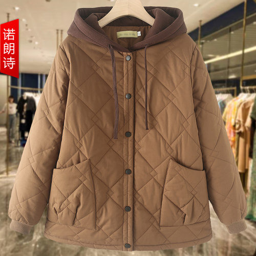 加肥加大码连帽棉服洋气妈妈装冬
