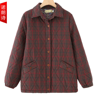 70岁妈妈装 中老年女装 格子棉衣2025秋冬新款 夹棉外套时尚 大码