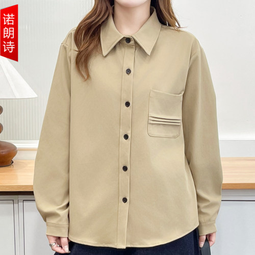 大码时尚翻领休闲衬衫外套上衣秋