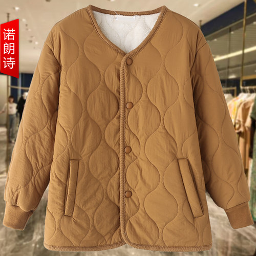大码女装加绒加厚保暖棉衣外套秋