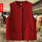 时尚 秋 女装 胖妈妈无袖 坎肩红色马夹别致宽松舒适内搭背心马甲大码