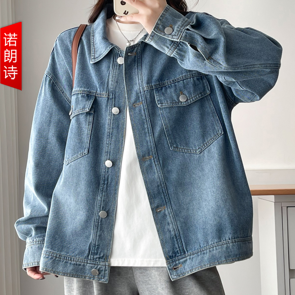 美式时尚牛仔夹克胖mm休闲外套春