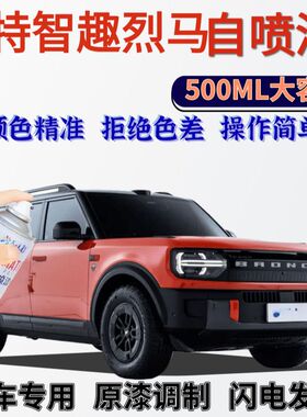 福特智趣烈马专用自喷漆烈焰橙色划痕修复手喷漆旷野绿碦钠石蓝