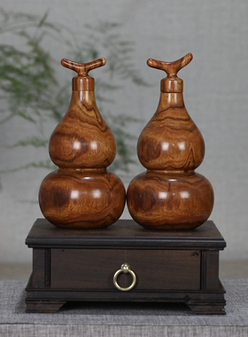 艺中堂海南黄花梨紫色木料红木葫芦摆件木雕工艺礼品家装文玩收藏