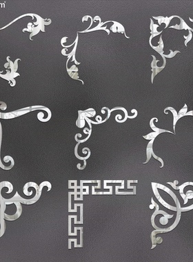 包邮欧式小清新花边对角镜面亚克力立体镜子柜子电视背景装饰墙贴