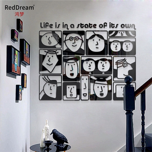 人生百态 创意抽象卡通卧室书房玄关背景墙装饰亚克力立体墙贴画