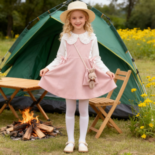 女童春装背心连衣裙2026女孩套装日韩公主裙套装中大童学院风裙子