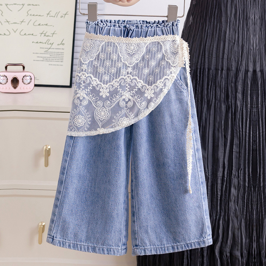 女童春秋直筒牛仔裤儿童刺绣韩版休闲裤子女孩百搭秋装阔腿长裤子,童装/婴儿装/亲子装,裤子,淘宝优惠券,粉丝福利购,淘宝优惠卷