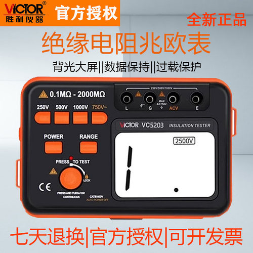胜利VC52031000V绝缘电阻仪