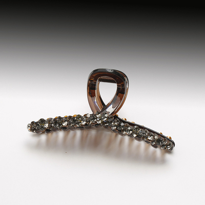 发夹八字抓夹中号亚克力水钻发量少盘发黑色发抓短发高端质感发卡