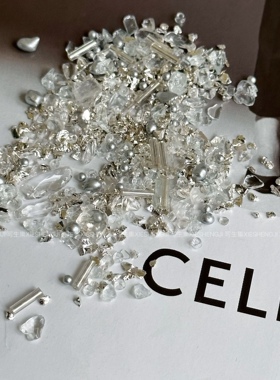 INS风高级镀彩金属碎石美甲饰品矿物水晶金属棍不规则配件diy穿戴