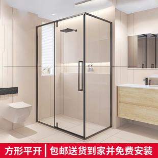 极简l型淋浴隔断淋浴房卫生间洗澡房干湿分离浴室家用简易浴屏