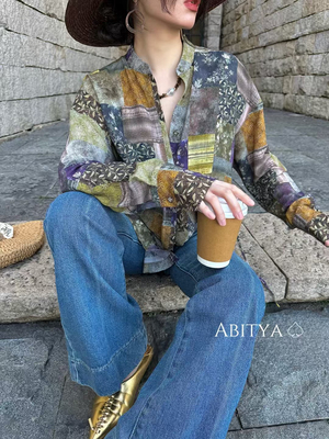 2026夏季新款休闲宽松薄款防晒衬衫女圆领长袖开衫上衣潮衬衣