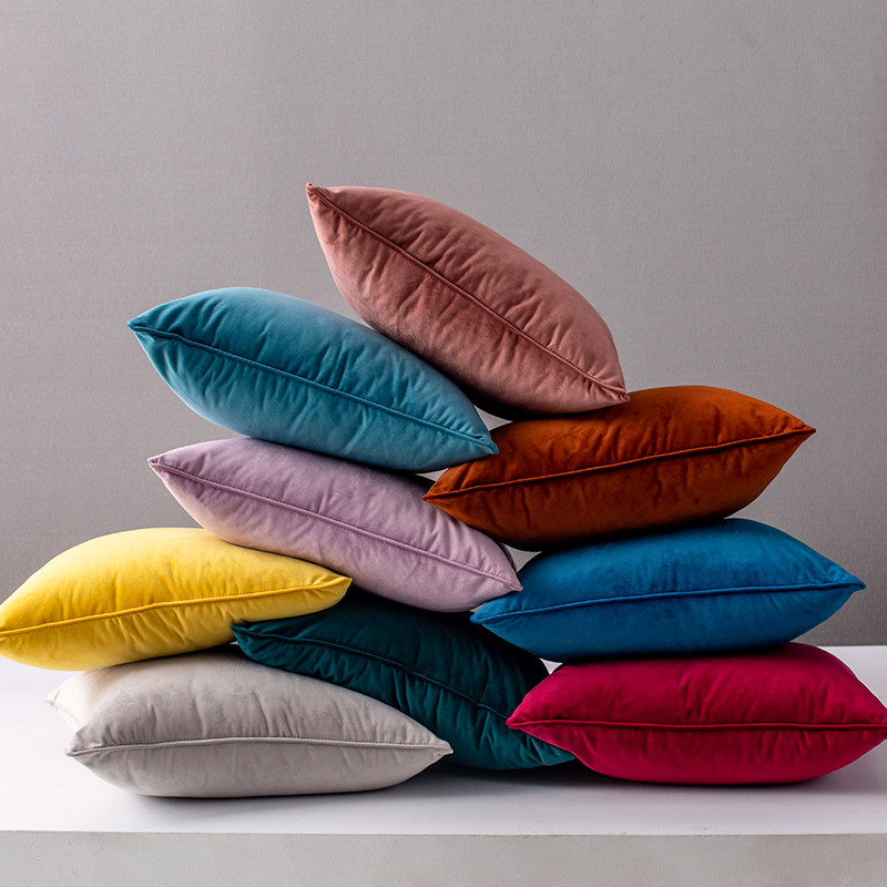纯色沙发抱枕靠垫客厅大靠枕办公室天鹅绒简约轻奢抱枕套不含芯