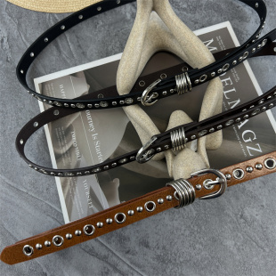 金属腰带配饰2025新款 饰毛衣连衣裙时尚 配裙子装 朋克铆钉皮带女款