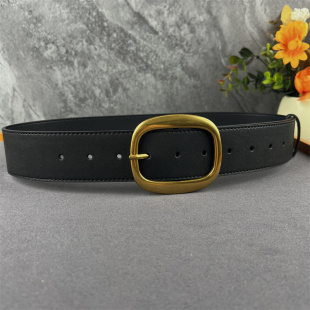 设计感皮带女真皮束腰装 牛皮针扣腰带配饰宽腰封外搭 饰大衣牛仔裤