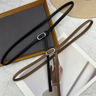 2025新款 饰配裙子毛衣无孔腰带细款 真皮免打孔装 设计感小皮带女款