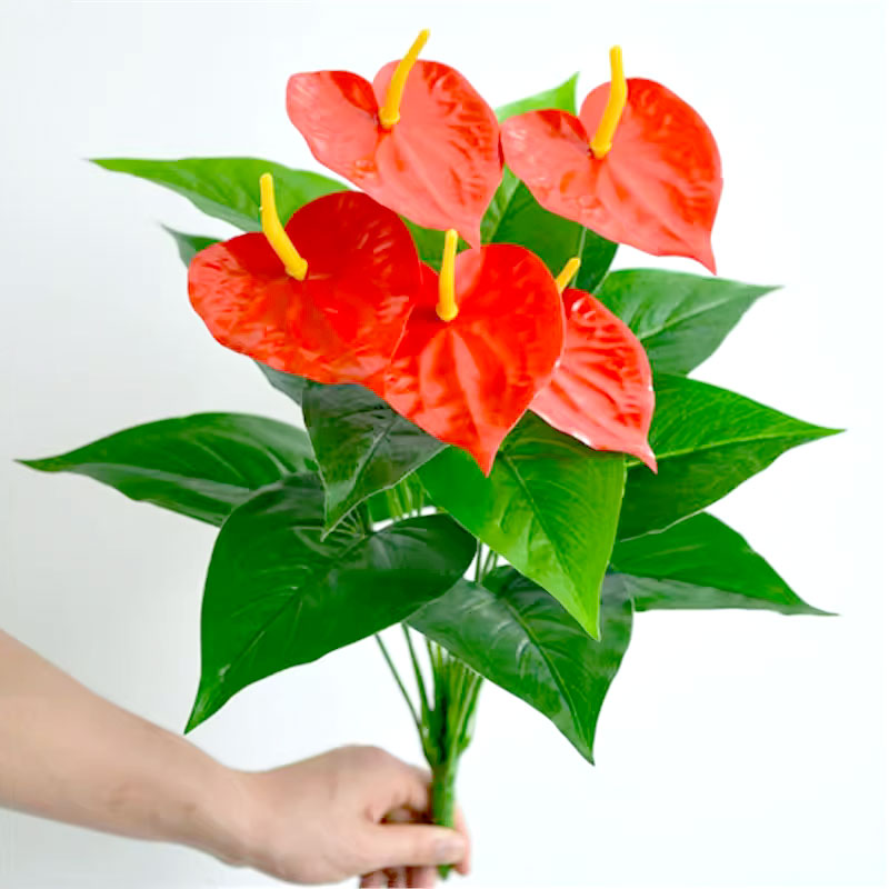 仿真花绿植红掌客厅室内装饰假花落地盆栽塑料小盆景桌面花艺摆件
