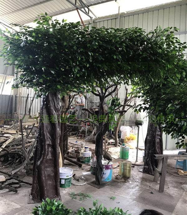 仿真大树 假树 仿真玻璃钢榕树大型 植物客厅发财树 实木装饰定u.