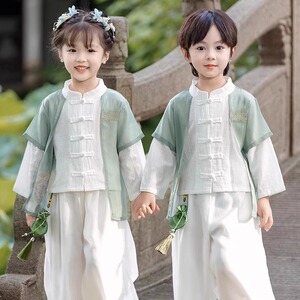 儿童汉服男童春夏端午古装女童日常中式国风唐装六一幼儿园演出服