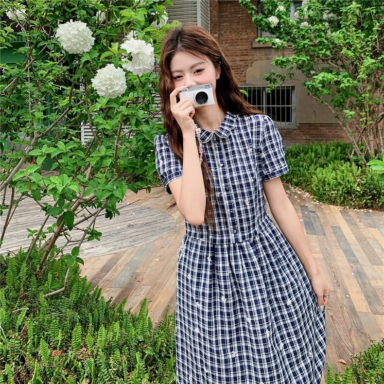 学院质感子连衣裙女短袖收腰性感减龄中长裙港风穿搭独特2026舒服