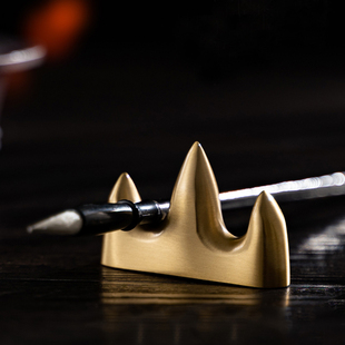 黄铜毛笔架笔搁山峰形笔山书法用具笔挂创意笔架摆件笔托毛笔台