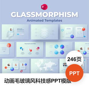 动画毛玻璃风科技感 / 商务汇报产品发布数据展示品牌提案PPT模板