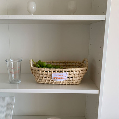 田园风玉米皮手工编织收纳篮