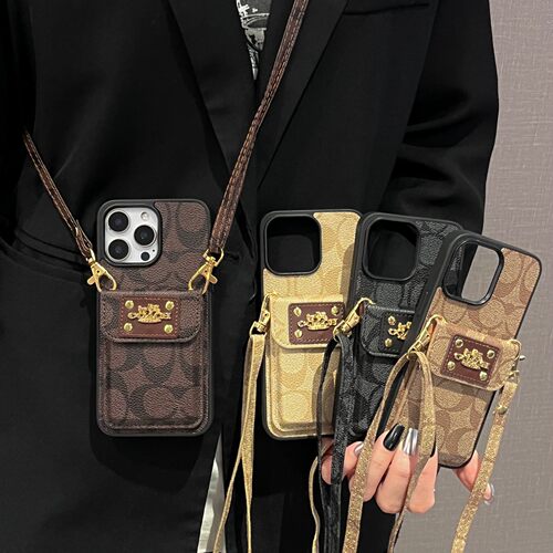 轻奢卡包斜跨适用iphone17promax皮质全包挂绳复古苹果手机壳