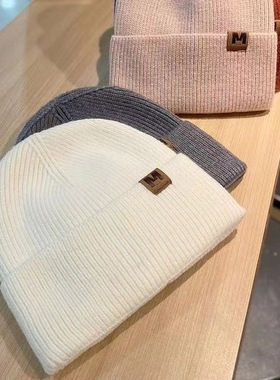 帽子男女冬季保暖毛线帽针织帽时尚潮新款骑车加厚休闲百搭套头帽