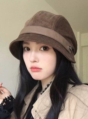 秋冬新款高品质灯芯绒渔夫帽一帽多戴可做小礼帽高性价比骑车可戴