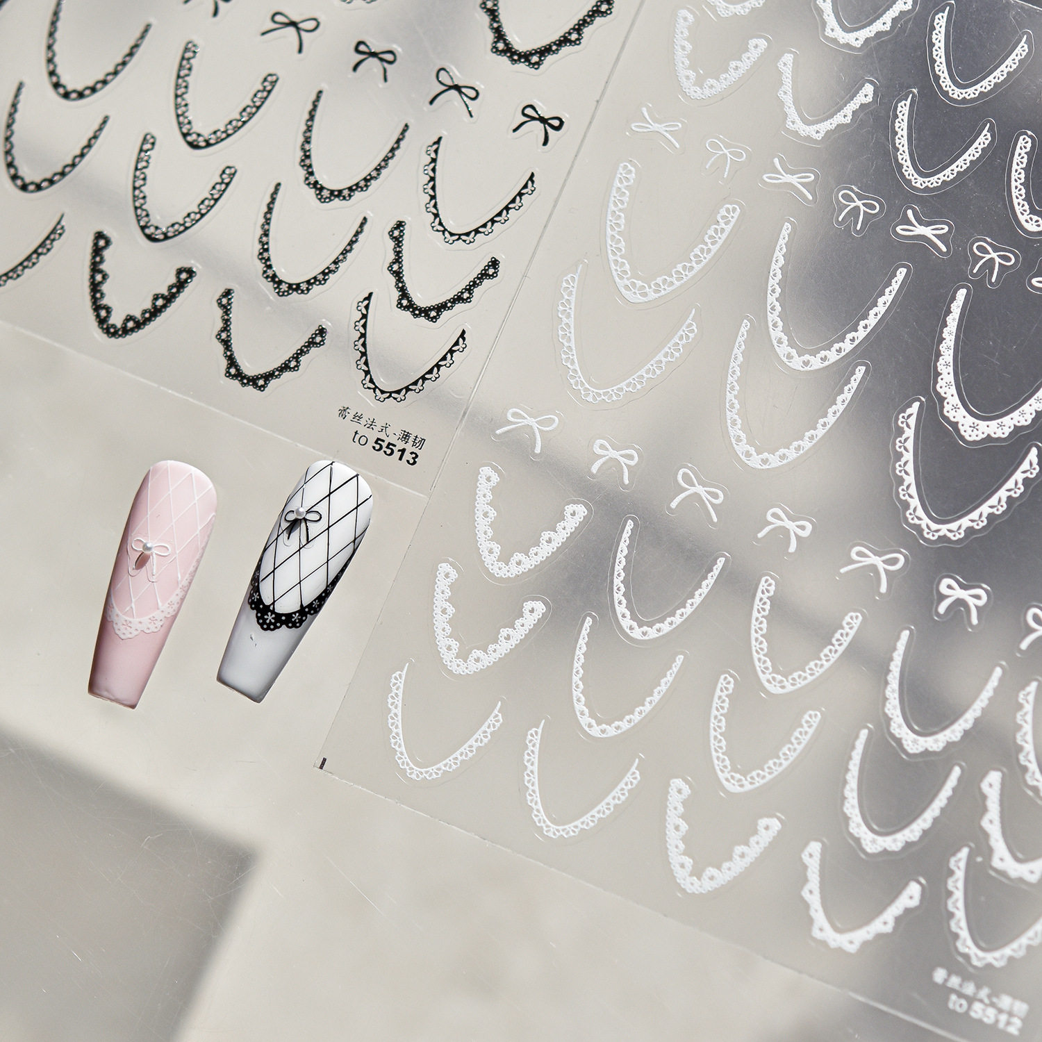 蕾丝法式美甲贴2025新款浮雕装饰