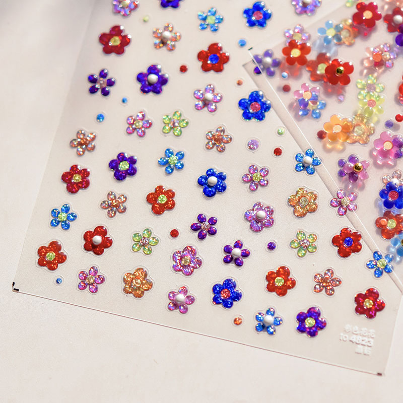 果冻彩色小花朵美甲贴纸新款装饰