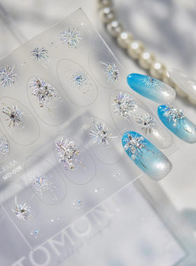 轻奢拼钻烟花雪花美甲贴2025新款